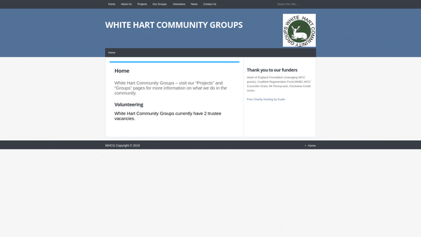 Screenshot of the White Hart Community Groups website