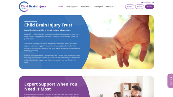 Screenshot of the Child Brain Injury Trust website