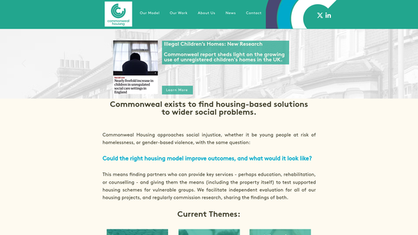 Screenshot of the Commonweal Housing Limited website