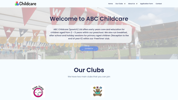 Screenshot of the Abc Childcare (Ipswich) Ltd website