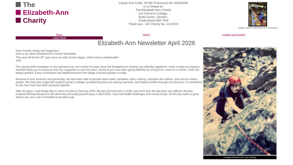 Screenshot of the The Elizabeth-Ann Charity website