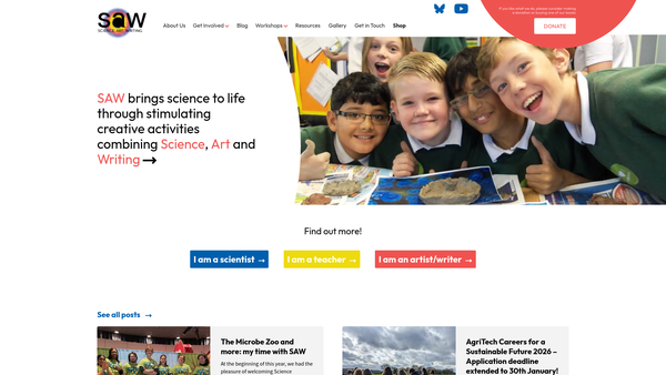 Screenshot of the The Saw Trust website