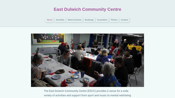 Screenshot of the East Dulwich Community Centre Association website