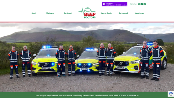 Screenshot of the BEEP Doctors (BASICS Cumbria) Ltd website