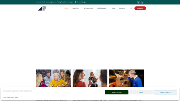 Screenshot of the South Western Federation Of Museums And Art Galleries website