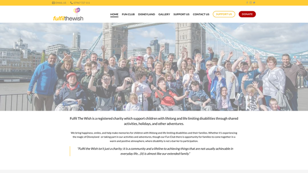 Screenshot of the Fulfil The Wish website