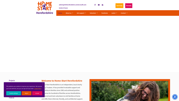 Screenshot of the Home-Start Herefordshire website
