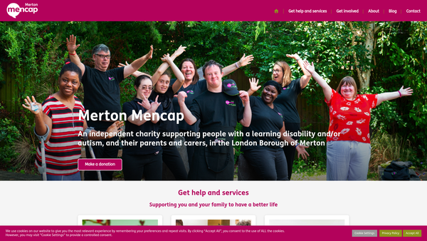 Screenshot of the Merton Mencap website