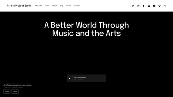 Screenshot of the Artists' Project Earth website