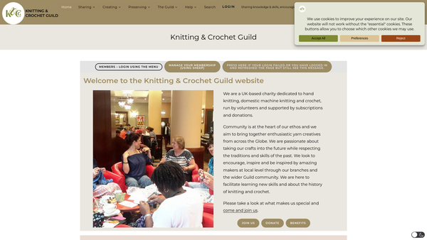 Screenshot of the Knitting And Crochet Guild website