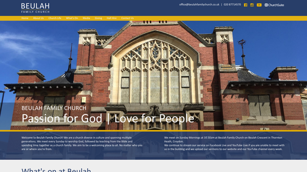 Screenshot of the Beulah Church website