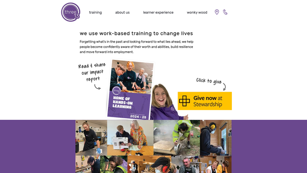 Screenshot of the Three13 Training And Enterprise Ltd website
