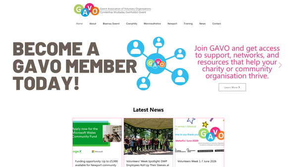 Screenshot of the Gwent Association Of Voluntary Organisations website
