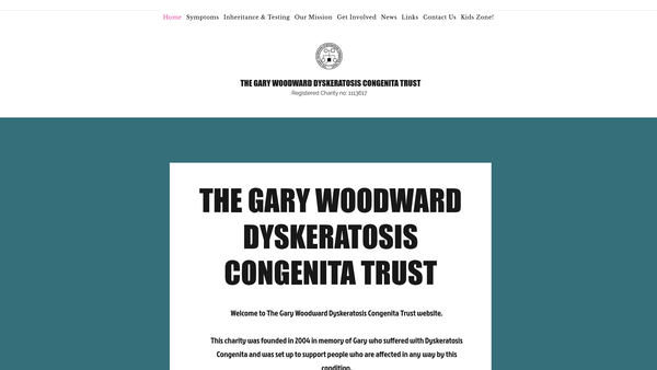 Screenshot of the The Gary Woodward Dyskeratosis Congenita Trust website