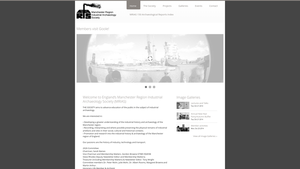 Screenshot of the The Manchester Region Industrial Archaeology Society website