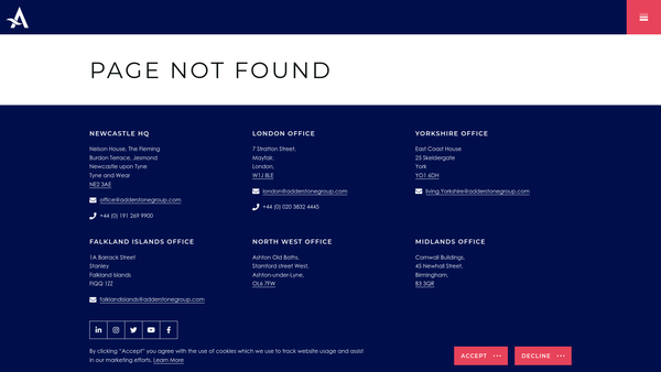Screenshot of the The Adderstone Foundation website