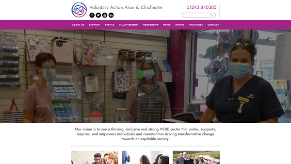 Screenshot of the Voluntary Action Arun And Chichester website