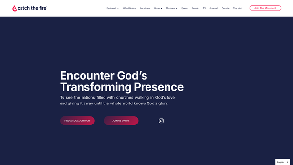 Screenshot of the Catch The Fire Ministries (UK) website