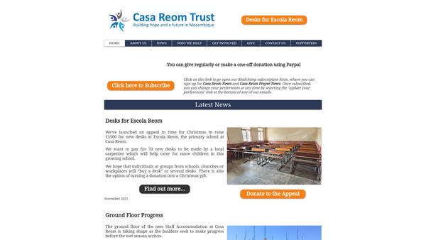 Screenshot of the Casa Reom Trust website
