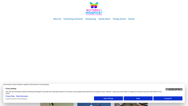 Screenshot of the The Butterfly Hospice Trust website