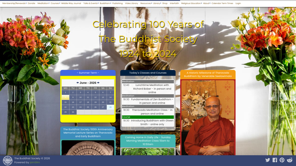 Screenshot of the The Buddhist Society website