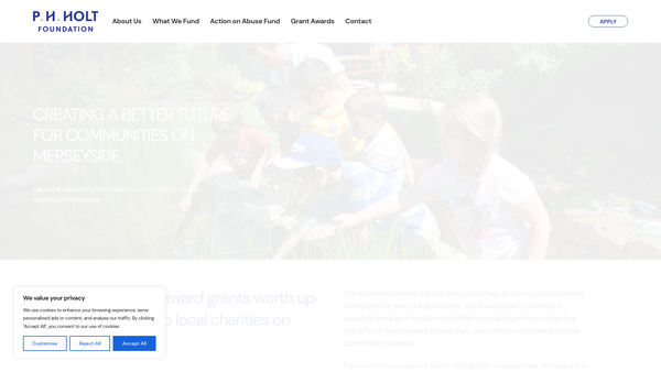 Screenshot of the P H Holt Foundation website