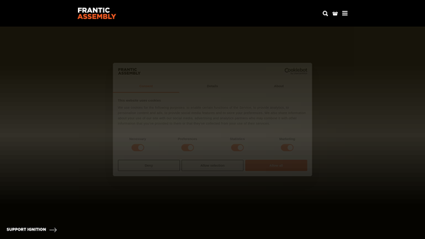 Screenshot of the Frantic Theatre Company Ltd website