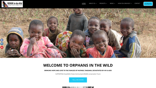 Screenshot of the Orphans In The Wild website