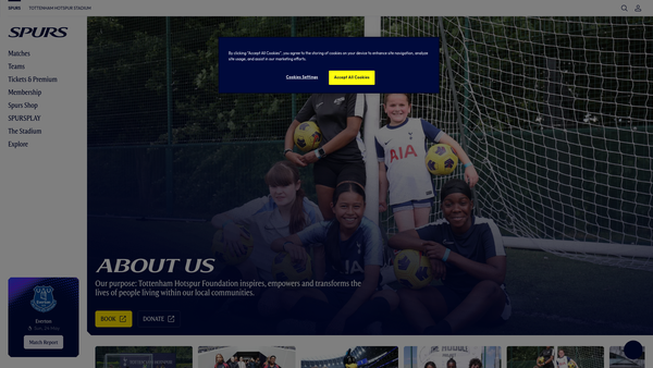 Screenshot of the Tottenham Hotspur Foundation website