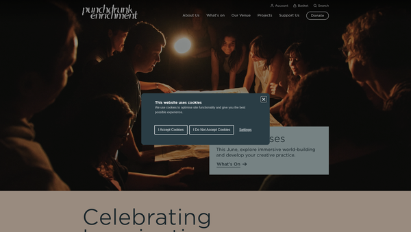 Screenshot of the Punchdrunk Enrichment Limited website