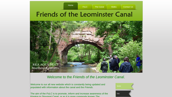 Screenshot of the The Friends Of The Leominster Canal website