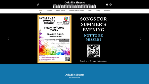 Screenshot of the The Oakville Singers website