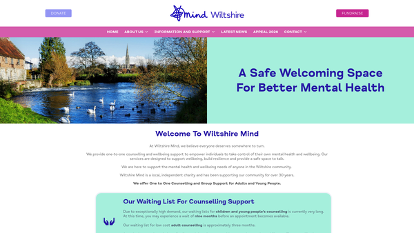 Screenshot of the Wiltshire Mind website