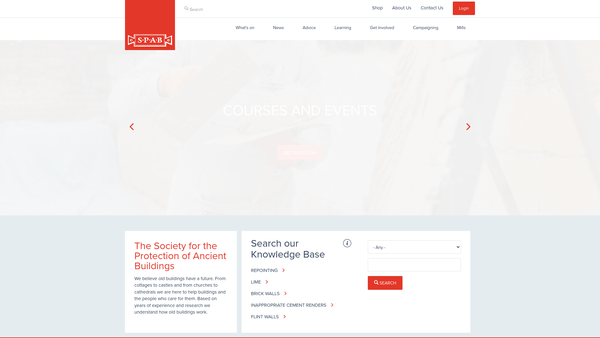 Screenshot of the The Society For The Protection Of Ancient Buildings website