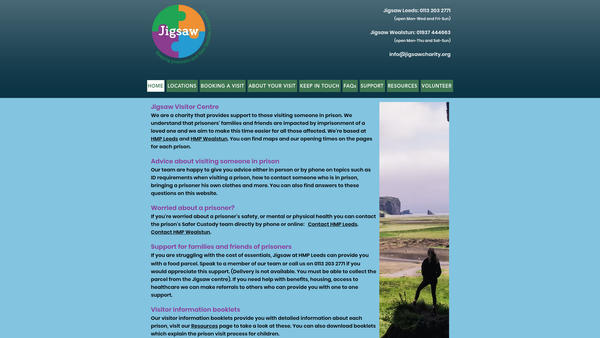Screenshot of the Jigsaw Visitors Centre website