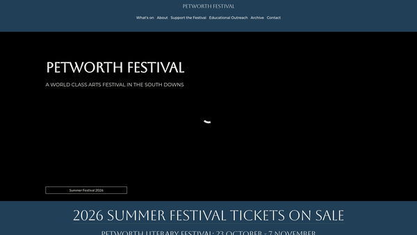 Screenshot of the Petworth Festival website