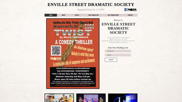 Screenshot of the Enville Street Dramatic Society website