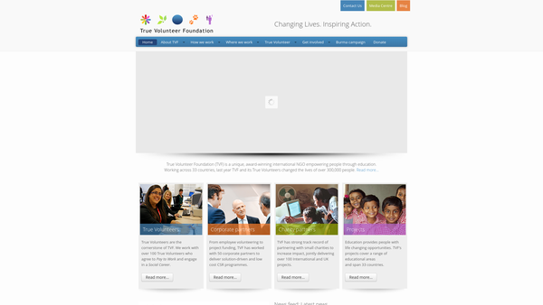 Screenshot of the True Volunteer Foundation website