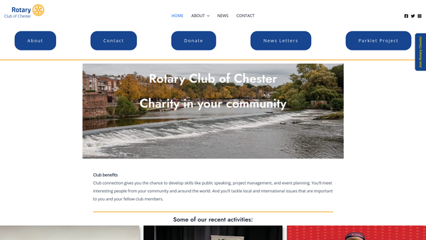 Screenshot of the Rotary Club Of Chester Trust Fund website