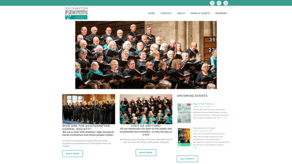 Screenshot of the Southampton Choral Society website