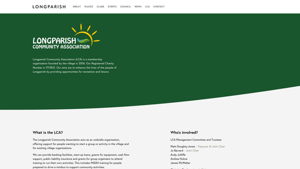 Screenshot of the Longparish Community Association website