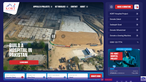 Screenshot of the Kashmir Orphan Relief Trust website