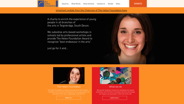 Screenshot of the The Helen Foundation website