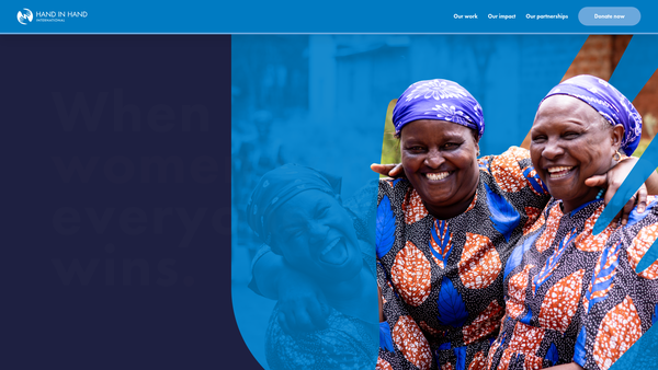 Screenshot of the Hand In Hand International website