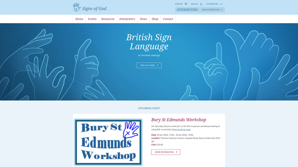 Screenshot of the Signs Of God website