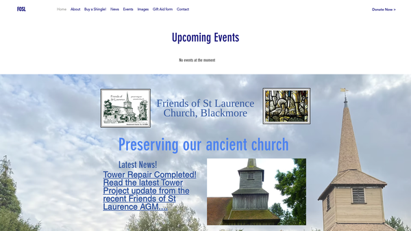 Screenshot of the Friends Of St Laurence Church Blackmore website