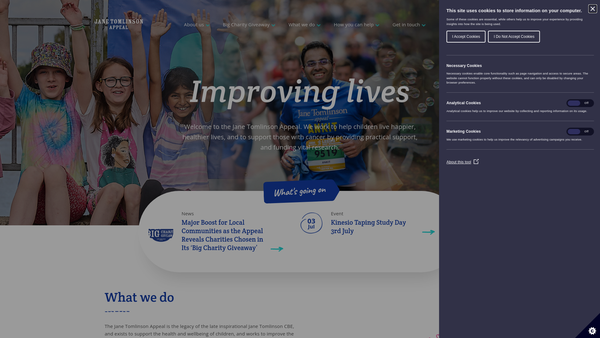Screenshot of the Jane Tomlinson Appeal website