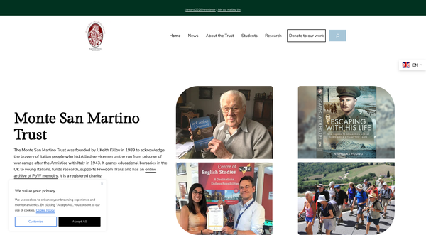 Screenshot of the Monte San Martino Trust website