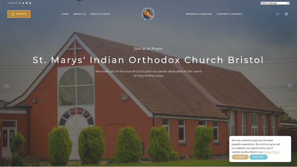 Screenshot of the St Mary's Indian Orthodox Church website
