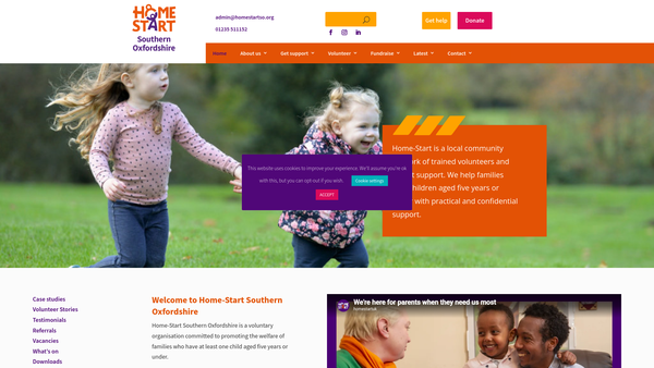 Screenshot of the Home-Start Southern Oxfordshire website